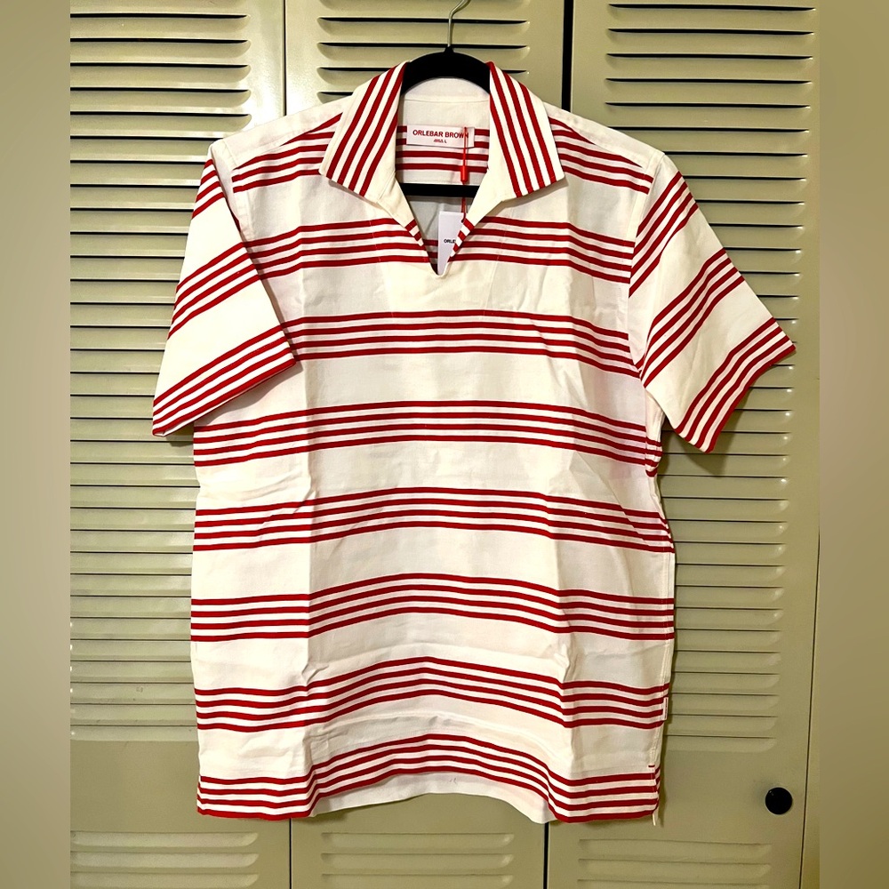 NWT Orlebar Brown Heterton Striped Polo